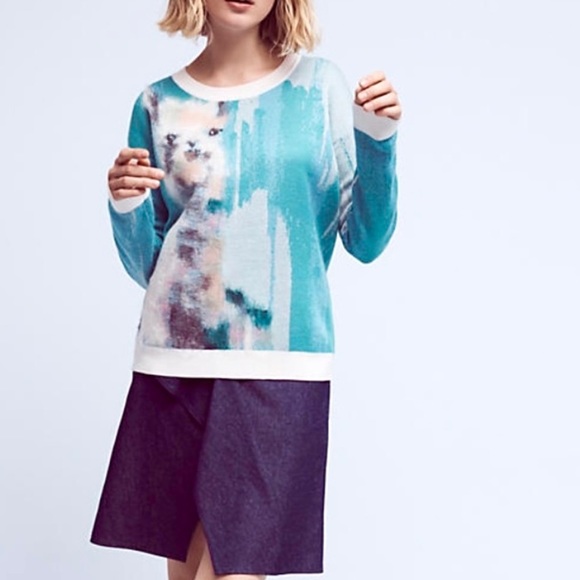 a n t h r o :: Abstract Fuzzy Wool Blend Llama Sweater - Picture 11 of 12